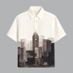 Beige Printed Half Sleeve Shirt for Men Premium Casual Summer Wear