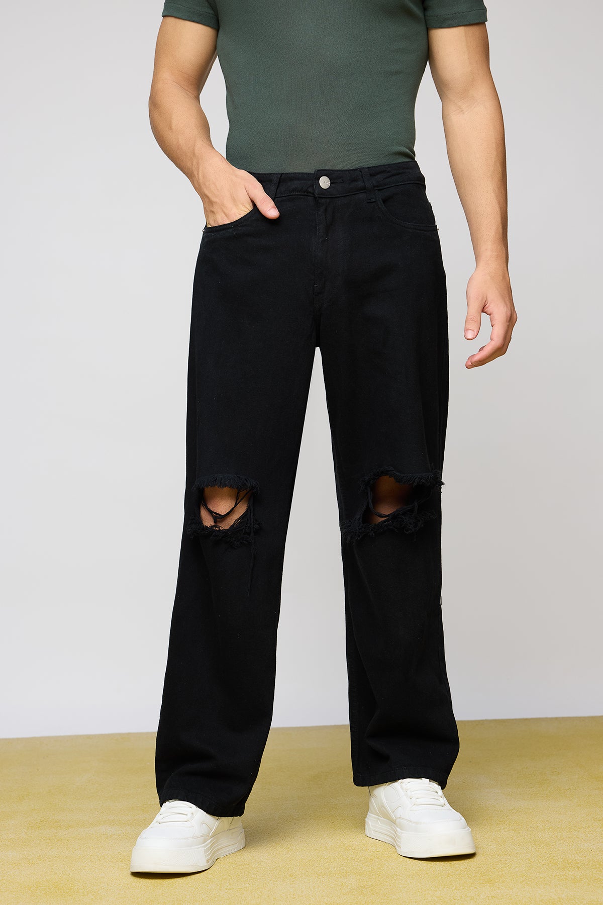 11aug_30420-Edit_1faf0a3a-94e7-4aa1-8f04-c05fa894a0a1.jpg Diesel Black Heavy Ripped Streetwear Baggy Jeans - Image 1