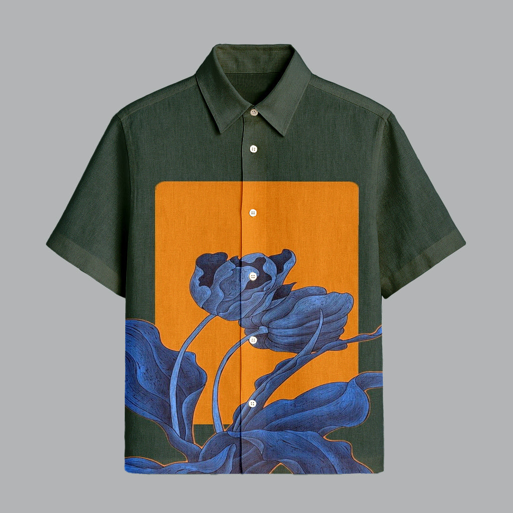 127.jpg Dark Green Printed Half Sleeve Shirt for Men Bold Street Fashion - Image 1