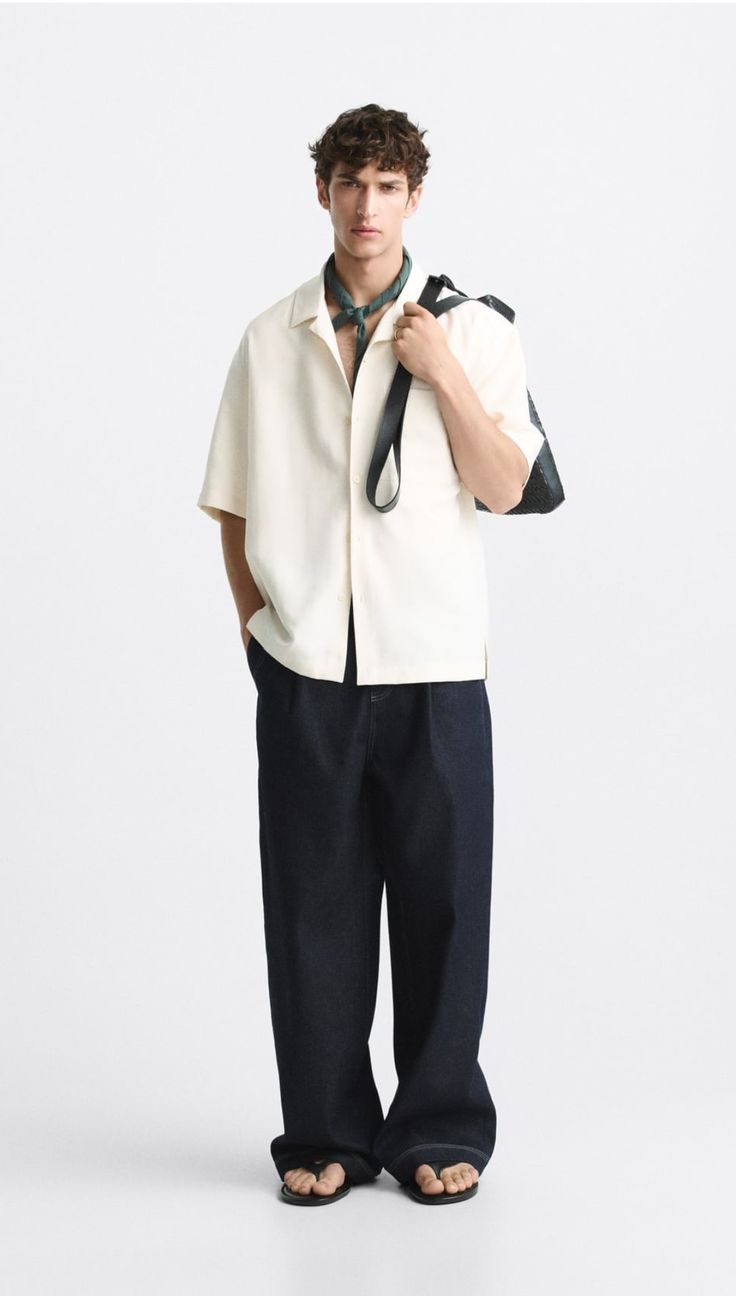 1b6acf5a155463bcc051053679aa42a0.jpg Old Money Cuban Collar Combo Beige and Black Retro Luxury Men?s Co Ord - Image 1