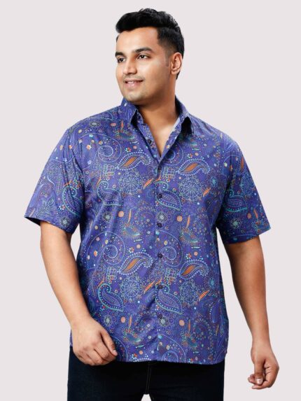 Marble Purple Digital Print Men Plus Size Half Sleeve Shirt
