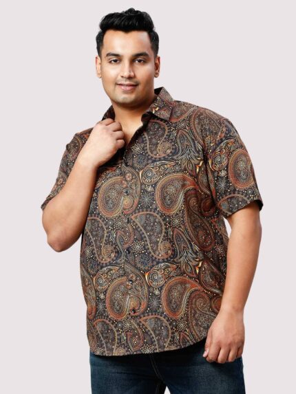 Old Copper Digital Print Men Plus Size Half Sleeve Shirt