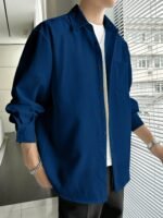 Full Sleeve Imported Waffle Men’s Blue Shirt - Image 2