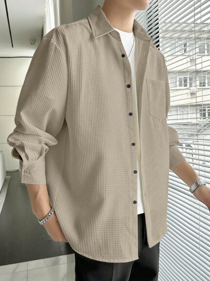 Full Sleeve Imported Waffle Men’s Brown Shirt