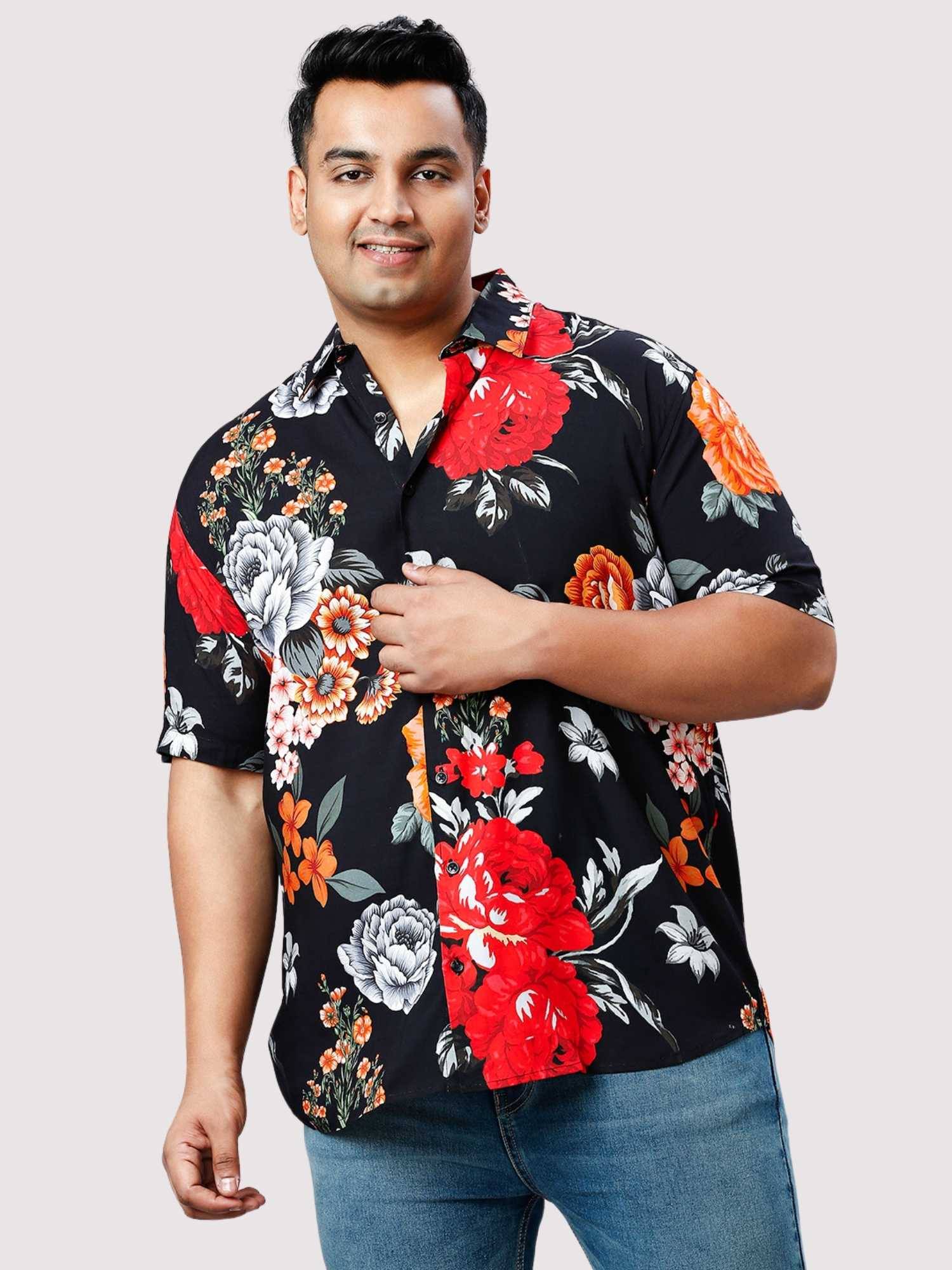 361.jpg Cornell Floral Digital Printed Men Plus Size Half Sleeve Shirt - Image 1