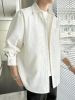 Full Sleeve Imported Waffle Men’s White Shirt