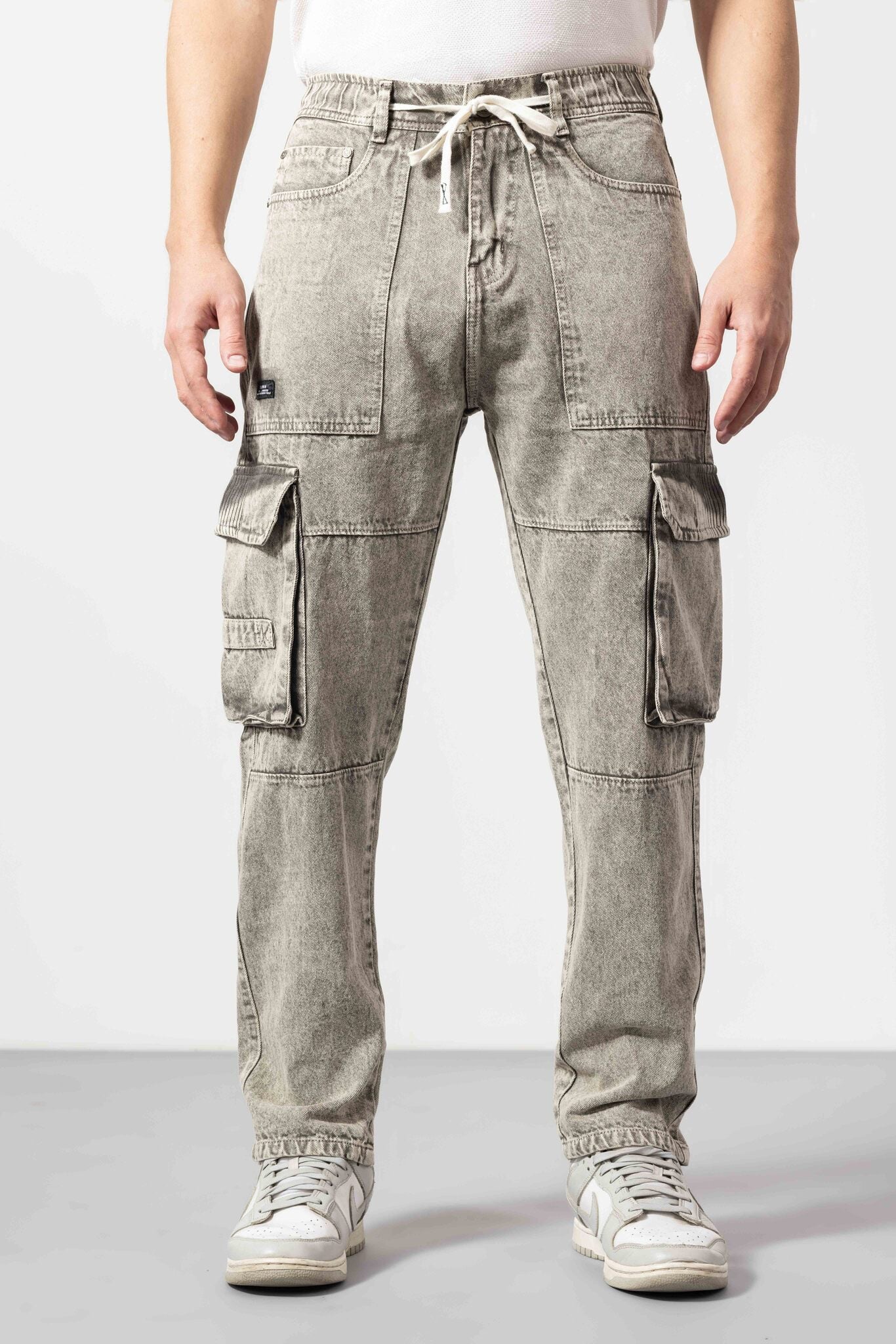 GSFDNM6PKTJAN026DBG_6.jpg Dark Beige Relaxed Loose-Fit Denim Jeans for Men - Image 1