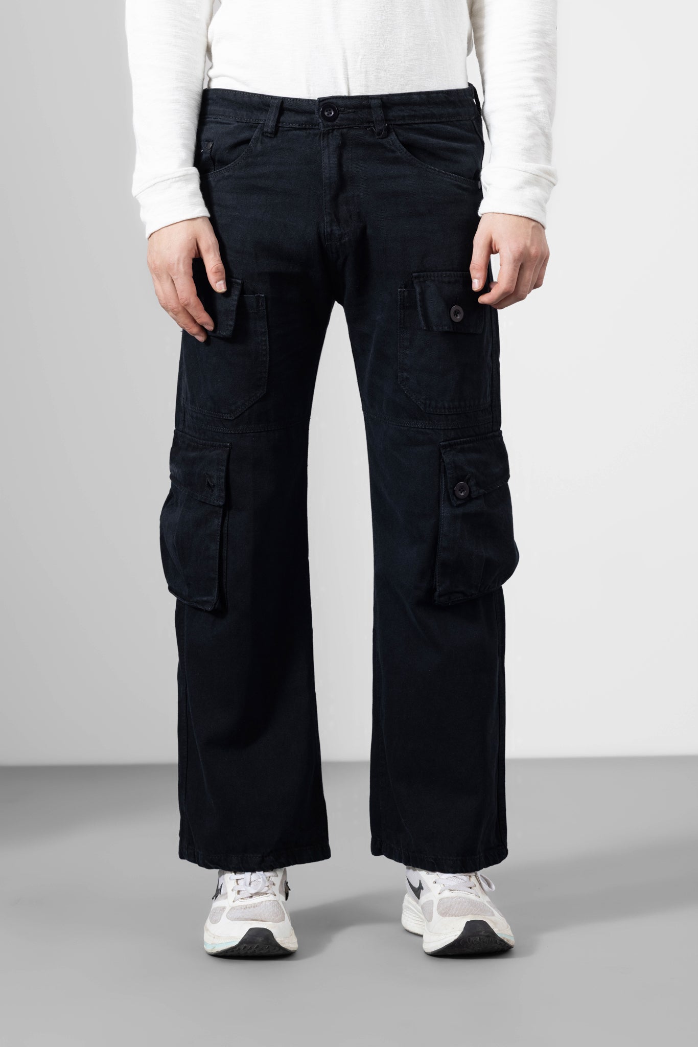 GSFPCRGN21-25BLK-3.jpg Classic Black Everyday Cargo Pants for Men - Image 1
