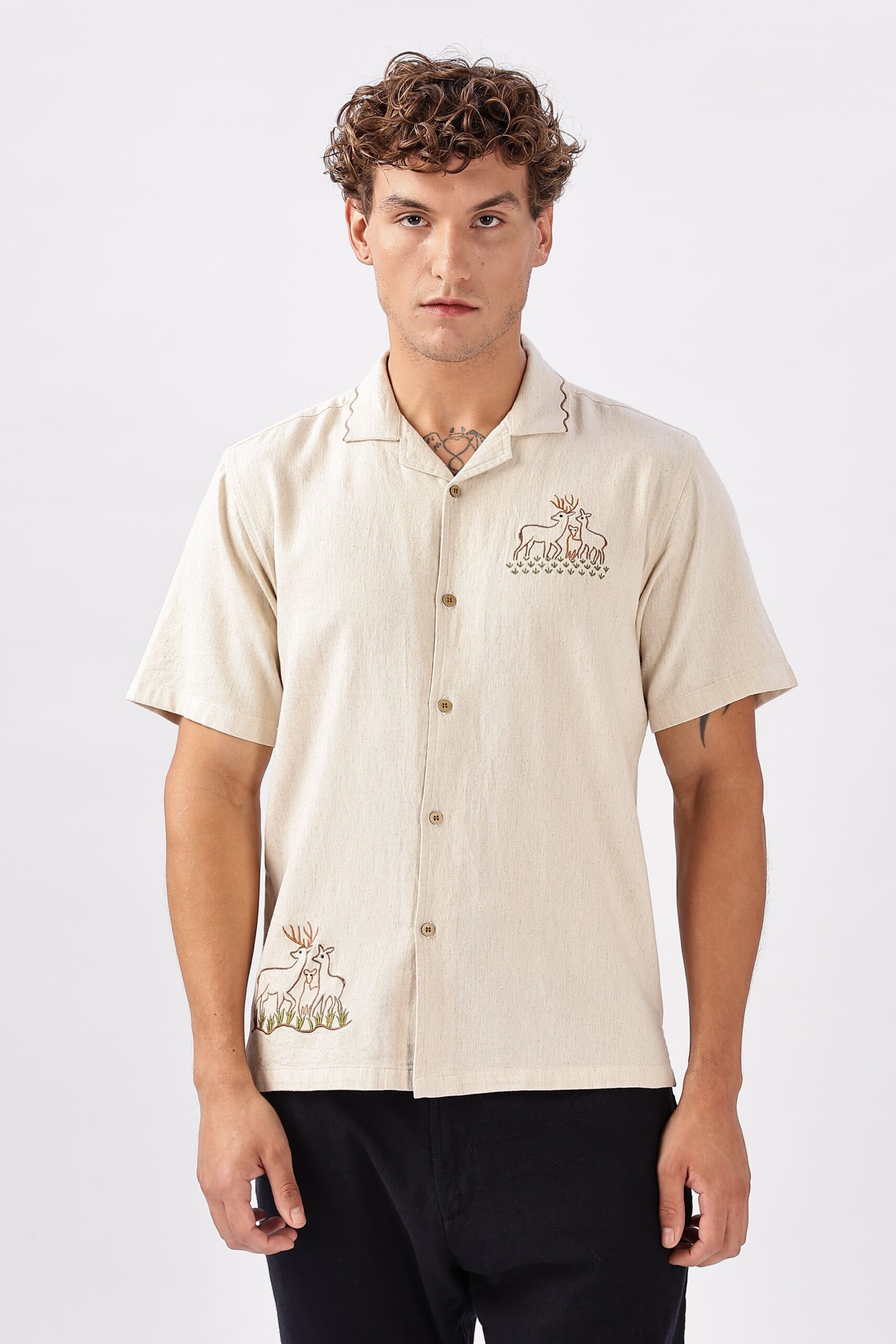 Hamptons_02_4-scaled-1.jpg Atlantic Beige Muntjac Box Fit Embroidered Shirt - Image 1