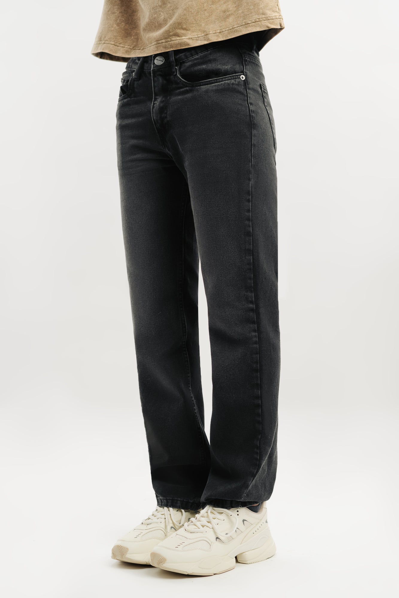 PAL08385-Edit_70dce818-0a81-4c03-a64d-3db42870b5c3.jpg Charcoal Grey Minimal Everyday Straight-Fit Denim Jeans - Image 1