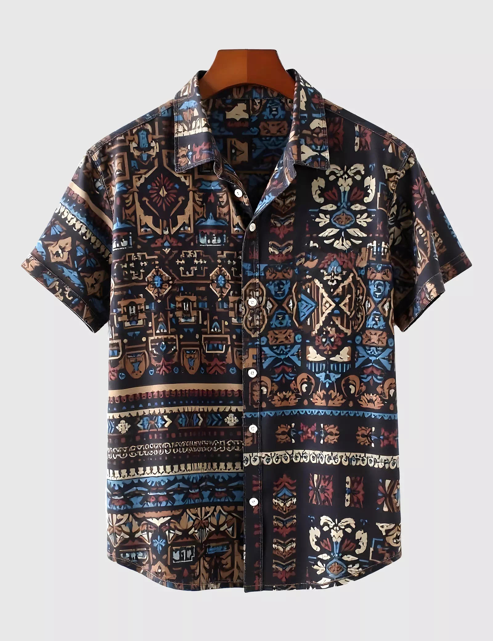 TS_BROWN_MANDALA_1.jpg Brown Mandala Designer Men’s Half Sleeves Printed Shirt Exclusive - Image 1