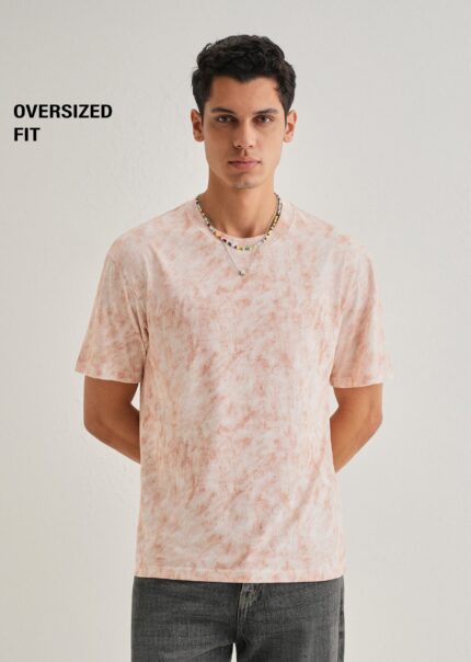 White Red Brushstroke Oversized T Shirt