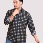 Train Check Pattern Men Plus Size Full Sleeve Shirt
