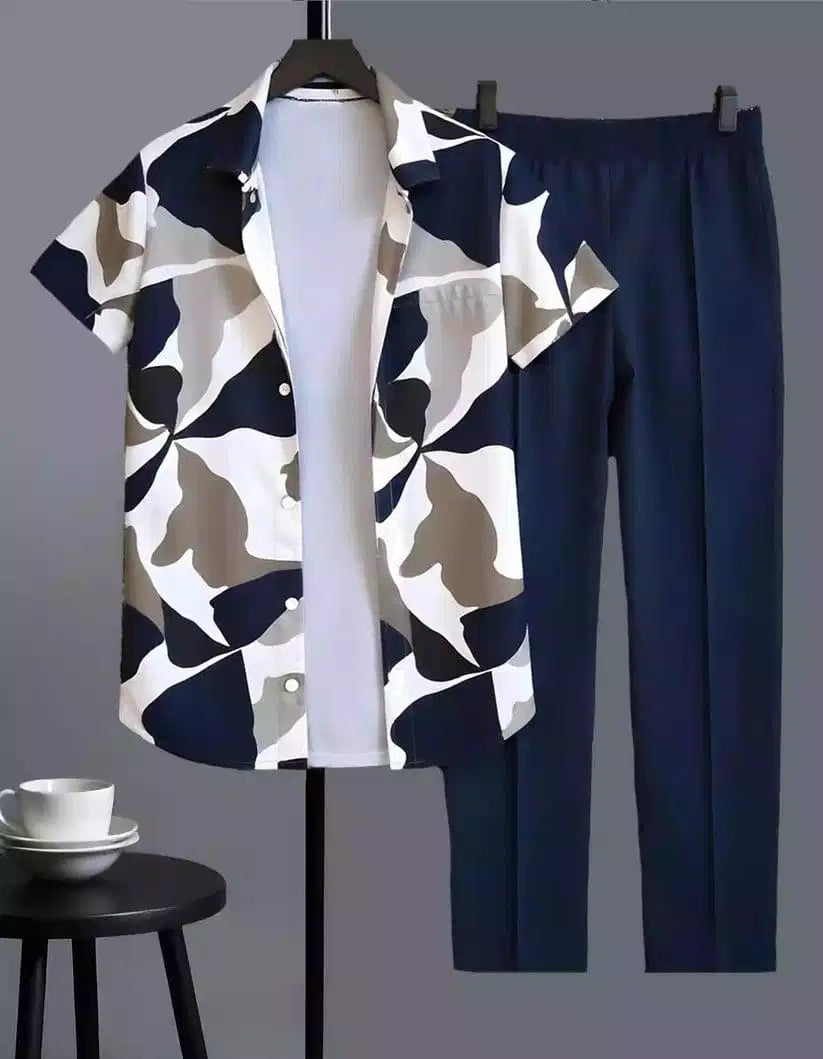 classy_geometric.jpg Classy Geometric Mens Full Set Trouser And Shirt Half Sleeves - Image 1