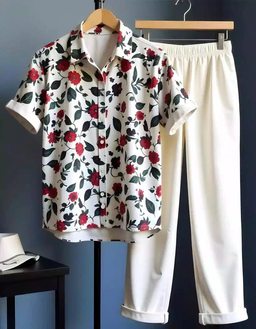 classy_rose.jpg Classy Rose Mens Full Set Trouser And Shirt Half Sleeves - Image 1