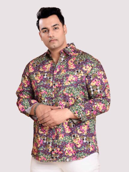 Daisy Patch Digital Floral Men Plus Size Shirt