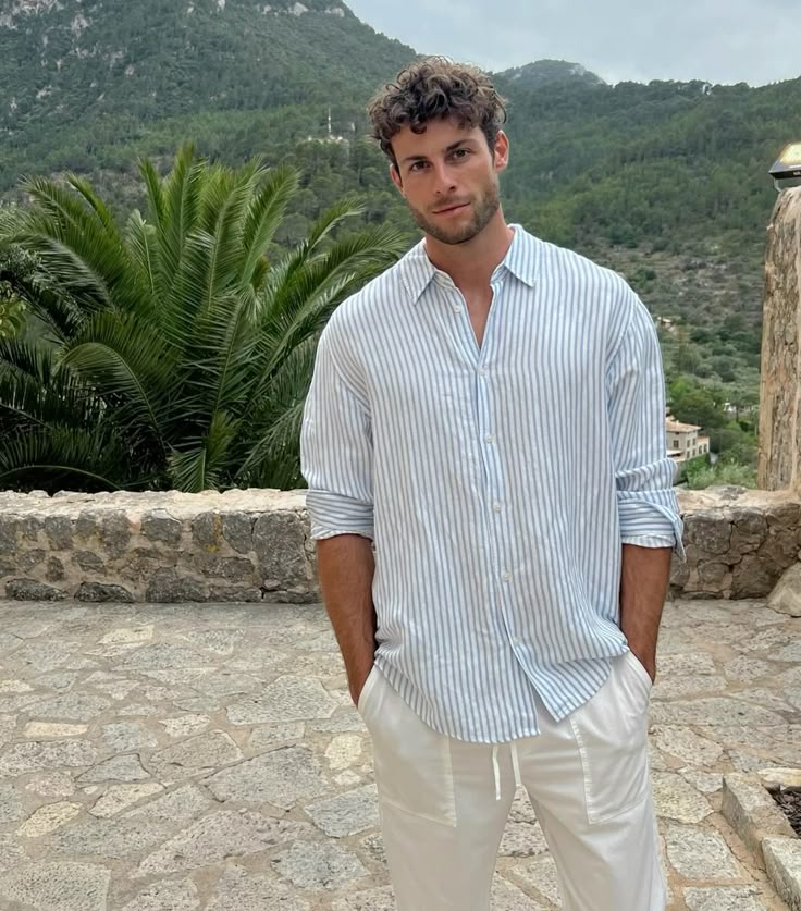 db6d644f0ce9e40496b38fb3708fa5c1.jpg Old Money Stripes Blue and Beige Premium Striped Men?s Shirt Combo - Image 1