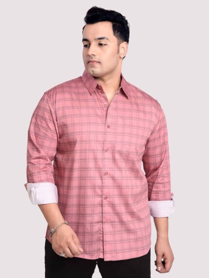 Classic Checkered Cotton Men Plus Size Full Sleeve Shirt