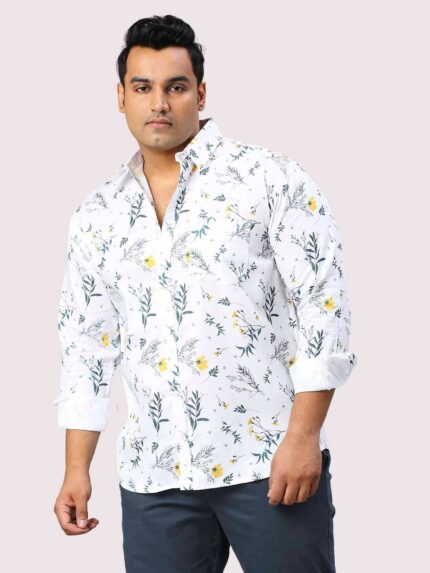 Garden Theme Digital Print Men Plus Size Full Sleeve Shirt