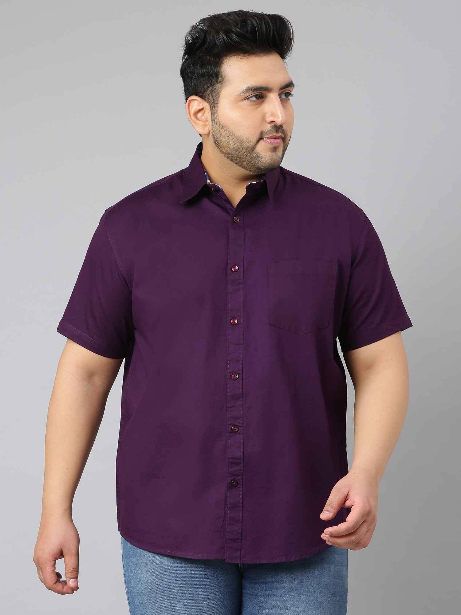 russian-violet-half-sleeve-men-s-plus-size-guniaa-fashions-1.jpg Half Sleeve Men Plus Size - Image 1